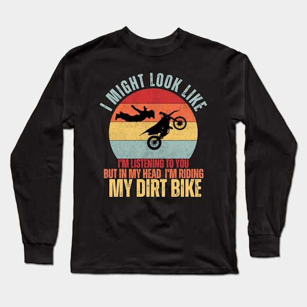 cool retro sunset dirt bike Offroad motocross lovers Long Sleeve T-Shirt by mourad300